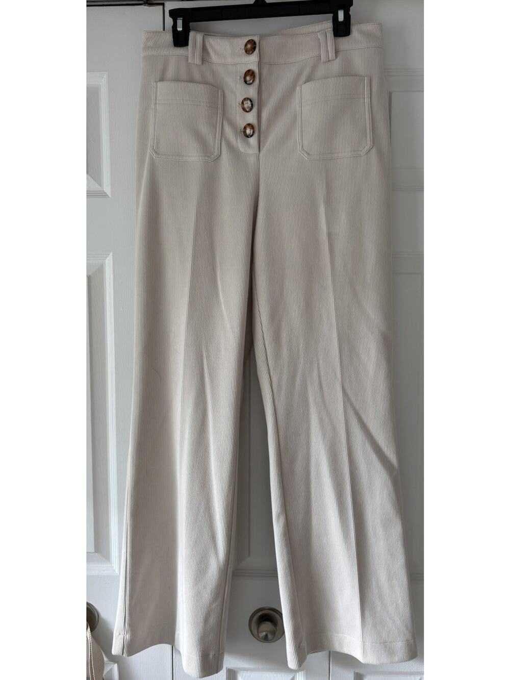 Joie women’s ribbed wide leg pants size 10 high waist cream